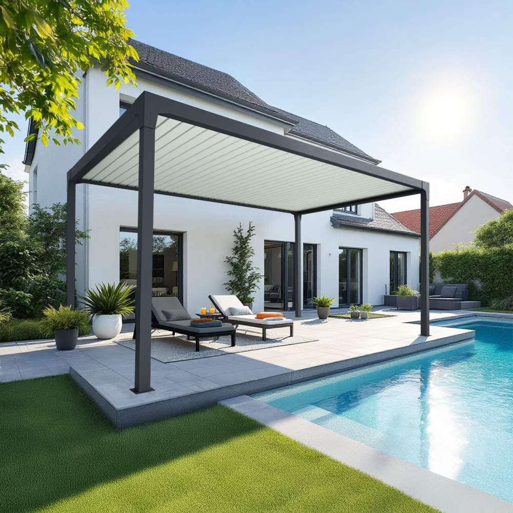 Pergola bioclimatique autoportée BOOGIE Manuelle Euralys - 1