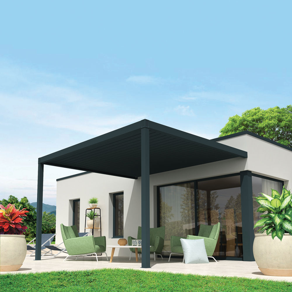 Pergola bioclimatique autoportée BOOGIE Motorisée à télécommande Euralys - 2