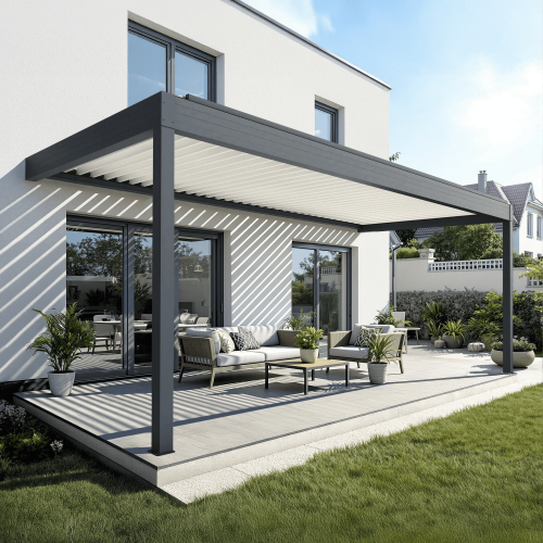 Pergola bioclimatique MAMBO 3 perpendiculaire Euralys - 1