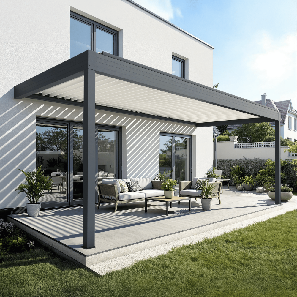 Pergola bioclimatique MAMBO 3 perpendiculaire Euralys - 1